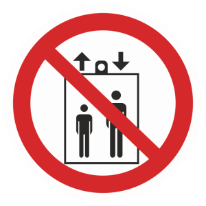 Знак безопасности светоотражающий P-34 «Запрещается пользоваться лифтом для подъема (спуска) людей»