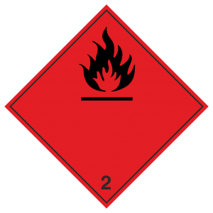 Знак безопасности 2.3 «Легковоспламеняющиеся газы» (чёрные буквы)