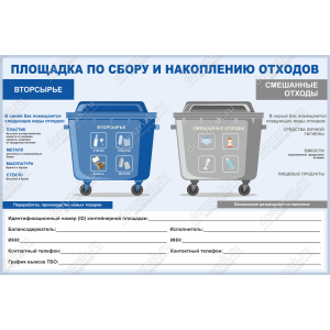 ТК-026 - Табличка «Площадка по сбору вторсырья и смешанных отходов»