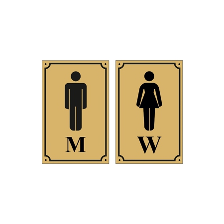 Таблички на туалет М и Ж (золото)