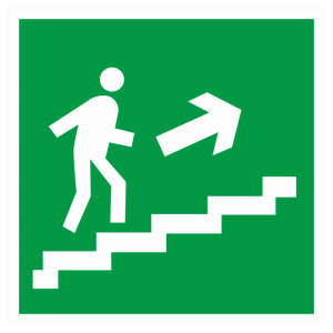 Знак безопасности светоотражающий E-15 «Направление к эвакуационному выходу (по лестнице вверх)»